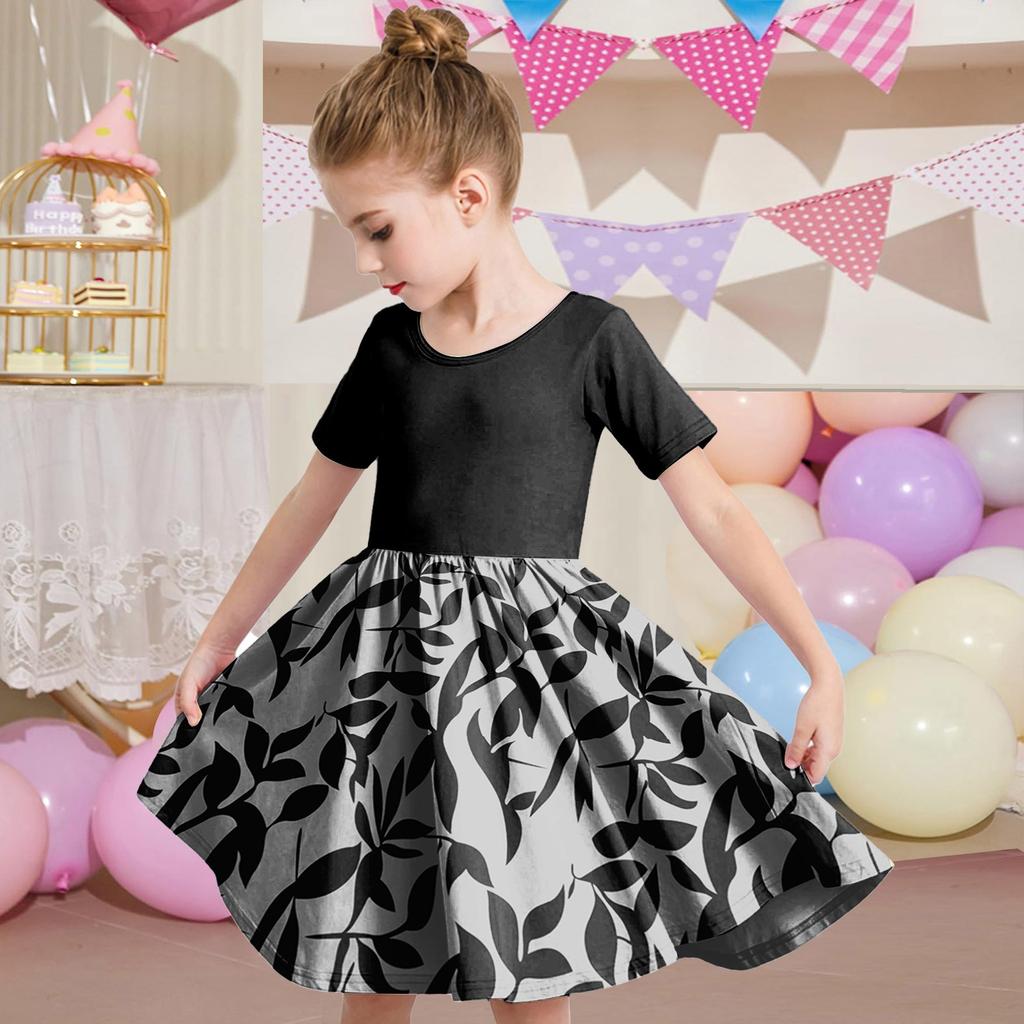 Летнее платье для девочек, платье для малышей, однотонное повседневное платье-футболка с коротким рукавом А-силуэта