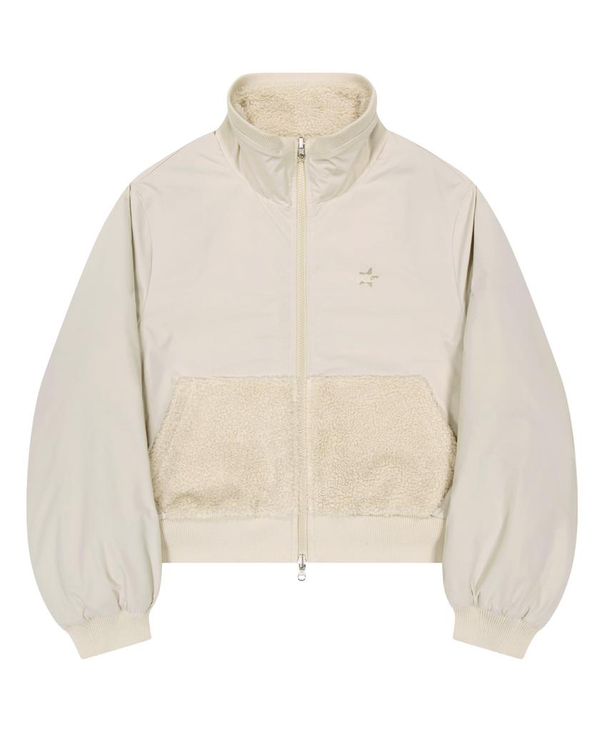Ojos Reversible Fleece Bomber Jacket / Beige