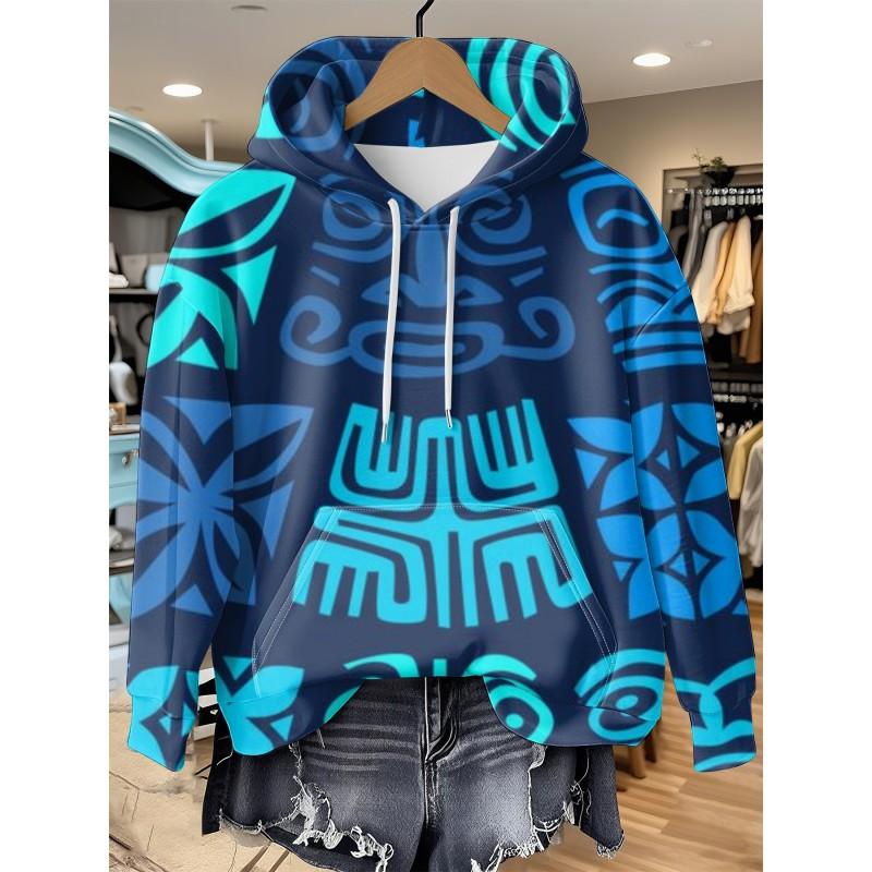 Womens Relaxed Fit Hooded Long Sleeve Sweatshirt With 3D Floral Plaid Print Breathable Comfort Casual Top