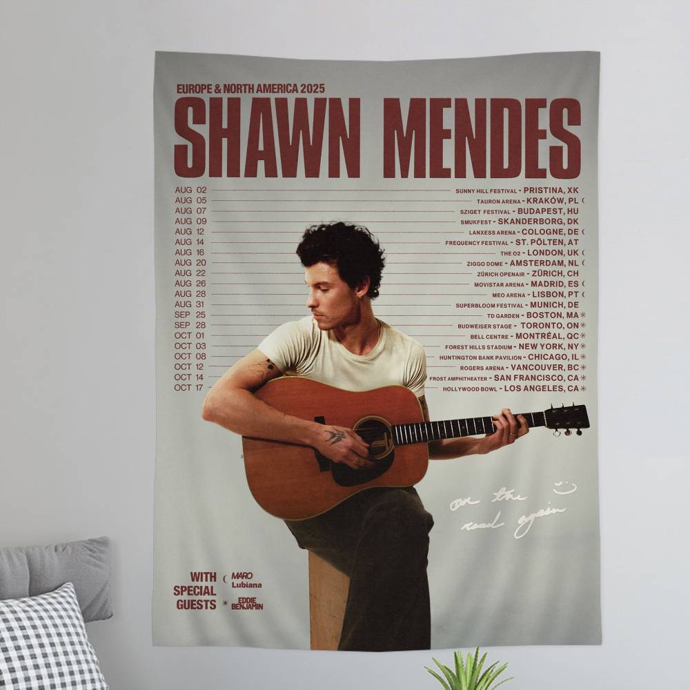 Classic Sshawn Mmendes Cartoon Tapestry Hippie Flower Wall Carpets Dorm Decor Art Home Decor