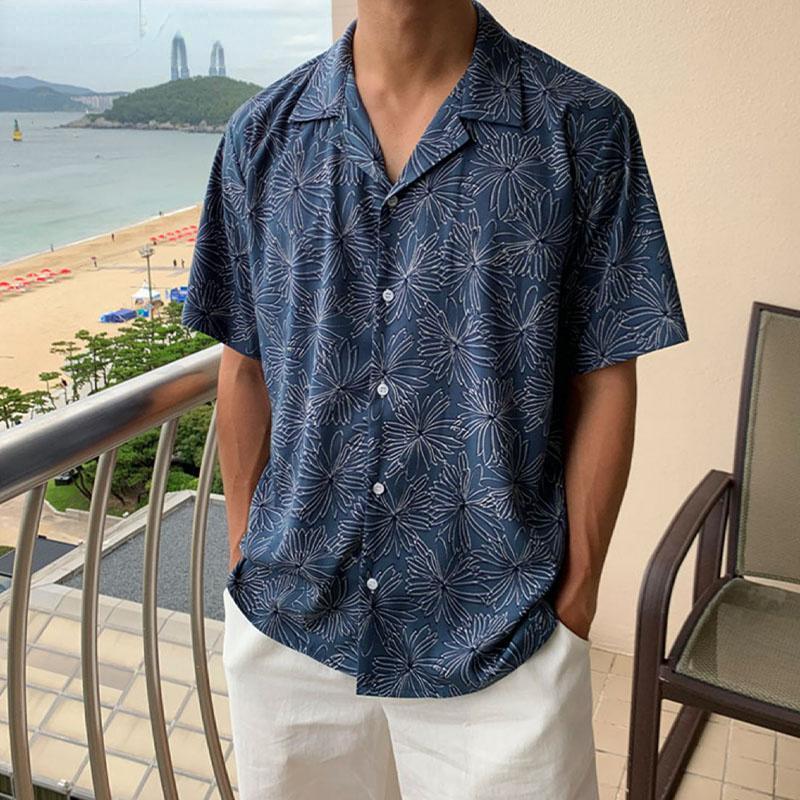 Мужские летние пляжные рубашки с коротким рукавом и принтом