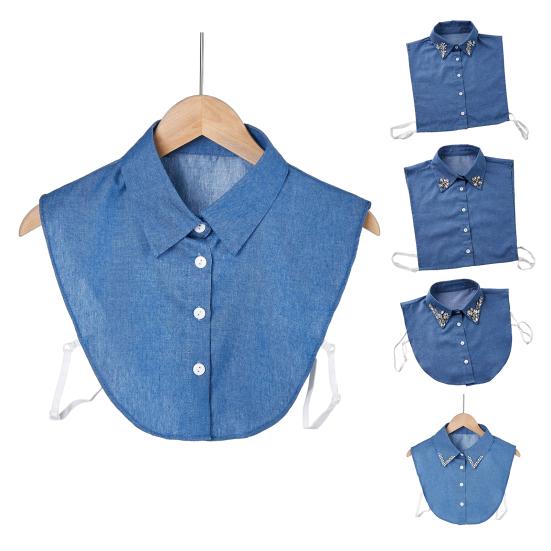 Yousheng Denim Fake Collar Sparkling Rhinestones Adjustable Straps Machine Washable Detachable Collar Outfit Accessory