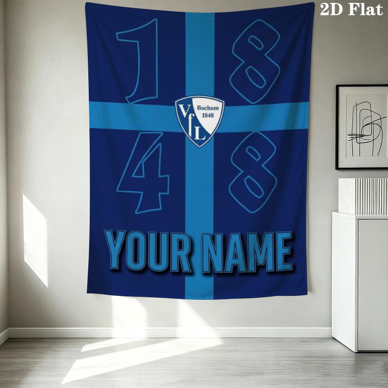 Custom Name Bochum Pattern Wall Tapestry Aesthetic Wall Hanging Printed Fabric Blanket Decorative Tapestries for Bedroom Living Room Home Decor