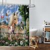 1PC Farm Animals Pattern Printed Shower Curtain, Rural Life Themed, Waterproof, with 12 Hooks, Bathroom Showers, Home Use