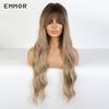 Синтетические длинные волнистые парики с челкой для женщин, косплей, натуральный омбре, от коричневого до светло-русого волос, парик из высокотемпературного волокна