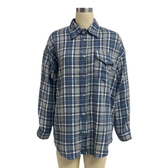 Женская рубашка с длинным рукавом, клетчатым принтом, свободным кроем, карманом-клапаном, планкой на пуговицах, рубашка средней длины