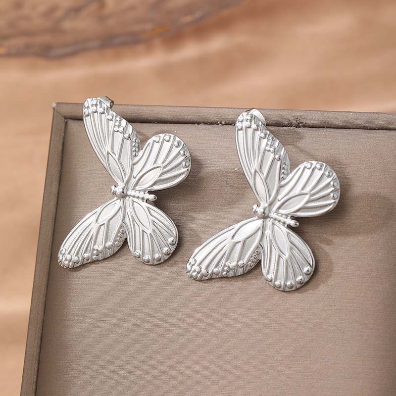 Stainless Steel Gold Butterfly Tassel Pendant Earrings For Women Vintage Metal Long Chain Drop Earrings Jewelry Gifts
