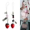 Strawberry Cellphone Chain Colorful Phone Charm Handmade Detachable Phones Lanyard Pendant Keychains for Wallet Bag