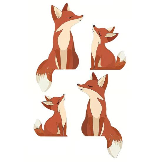 1 Set Wooden Fox Door Corner Decoration Mother Little Fox Door Frame Sign Forest Animal Front Door Edge Topper Sitter Ornament