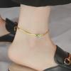 High-Quality Retro Green Butterfly Titanium Steel Anklet with 18K Gold Plating - Fashionable and Elegant Design for Women