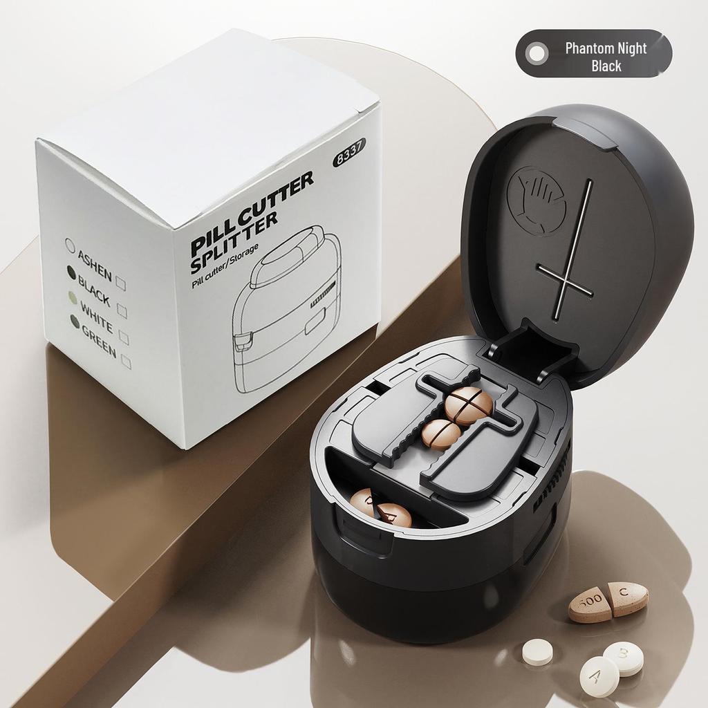 Portable Multi-functional Pill Cutter & Dispenser: 4-in-1 Medicine Storage and Splitter Tool