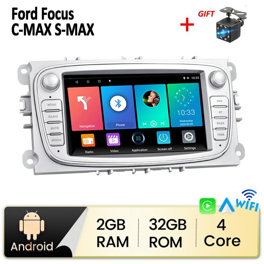 Carplay Авто Радио Android 2 DIN Автомобильный мультимедийный видеоплеер для Ford Focus Mondeo C-MAX S-MAX Galaxy II Kuga 7 "HD-экран Зеркальная связь GPS 2 + 32 ГБ