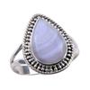 Natural Blue Lace Agate Gemstone 925 Solid Sterling Silver Jewelry Ring S.9 q4D65
