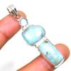 Republic Larimar Blue Topaz Gemstone 925 Silver Plated Pendant 2.27"
