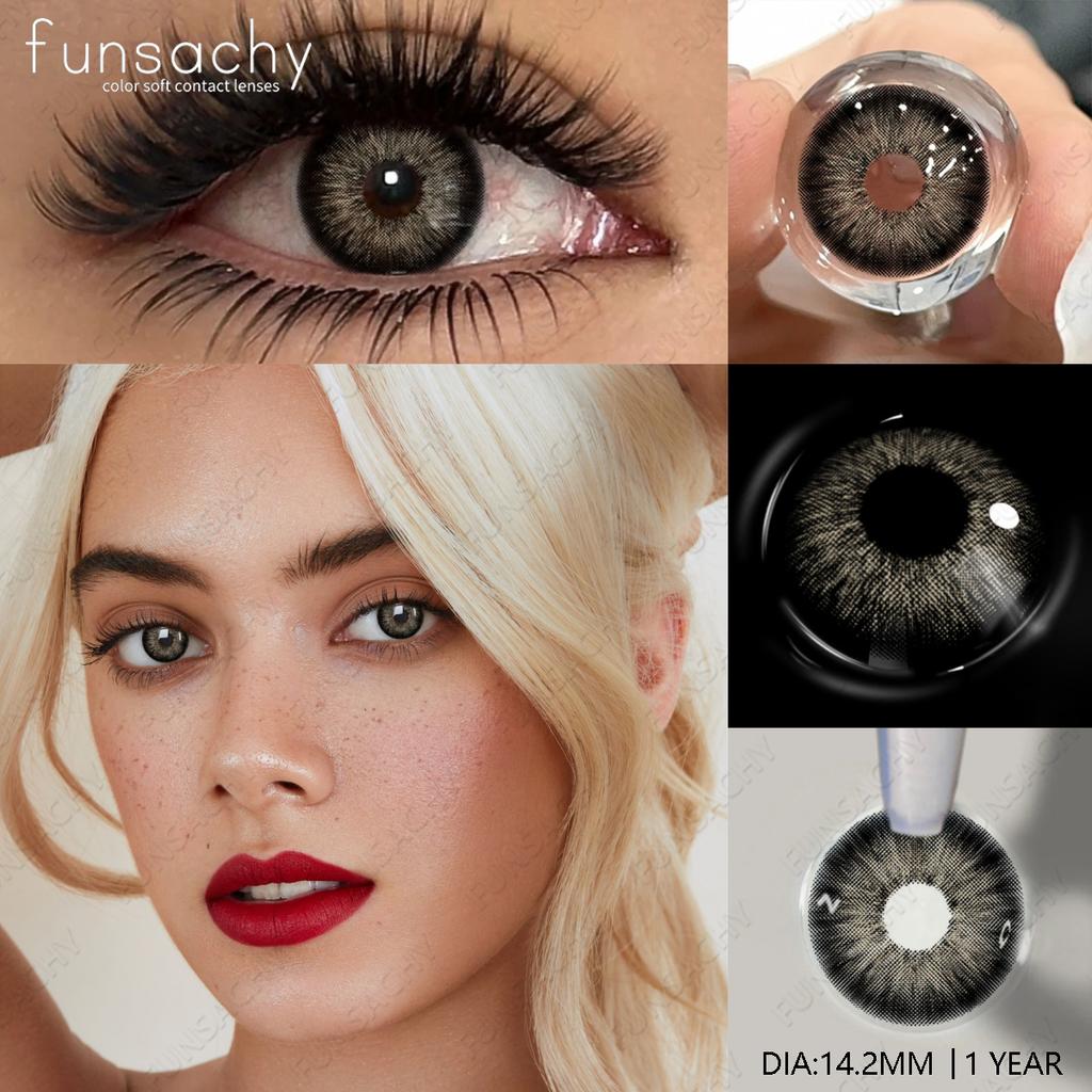FUNSACHY New Colored Contact Lenses for Eyes 1Pair Brown Natural Eye Lenses Cosmetic Beauty Pupils Yearly Y2K Blue Eye Contacts