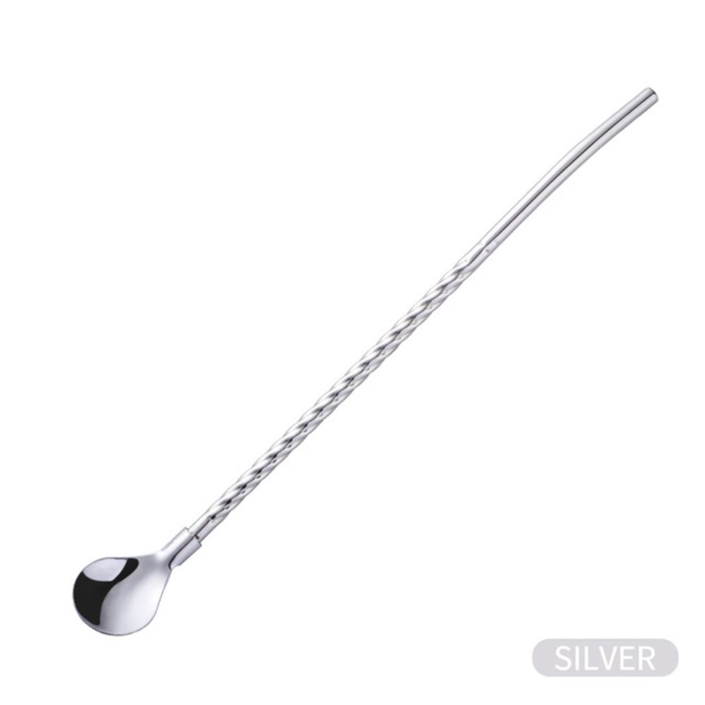 New Reusable Metal Bar Tea Stainless Steel Straws Spoon Coffee Spoons Drinking Straw