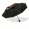 1pc Tiger Mandala Automatic Open/close Folding Compact Umbrella, 8-Rib Sturdy Canopy, Lightweight Portable, Everyday Use, Gift, Outdoor Umbrella, Trav
