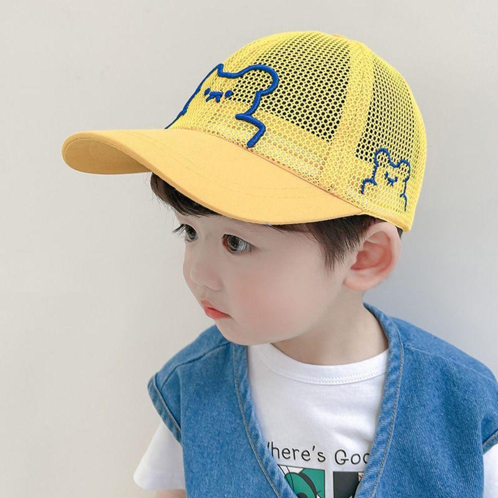 Cartoon Bear Children Baseball Cap Breathable Mesh Baby Beach Hat Panama Cap For 2-5 Years Old