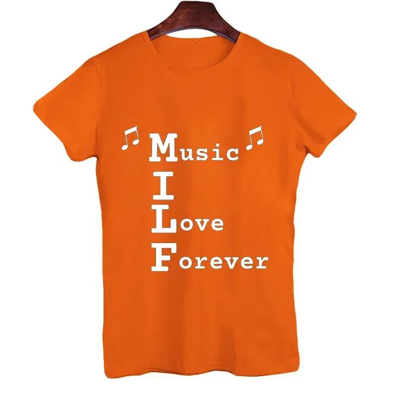 2023 Мужская футболка MILF Music I Love Forever с коротким рукавом Мужская свободная футболка Мужская лучшая брендовая новая мужская футболка с коротким рукавом