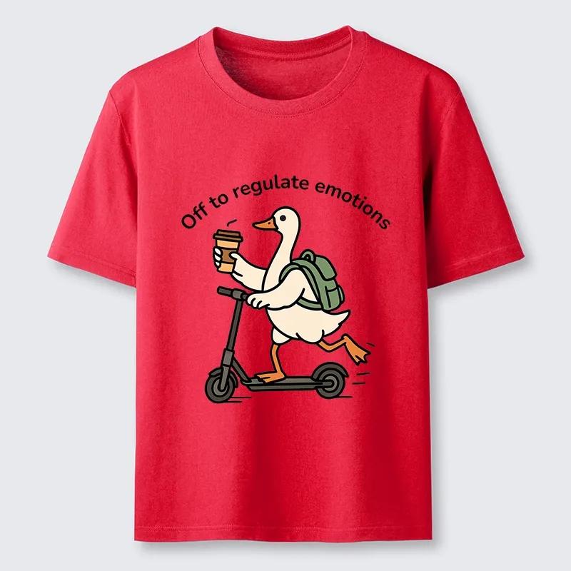 ScooterRiding Ducks SelfCare TShirt Unisexs and Womens Summer Cotton Clothing Harajuku Fashion Round Neck Short Sleeve Top