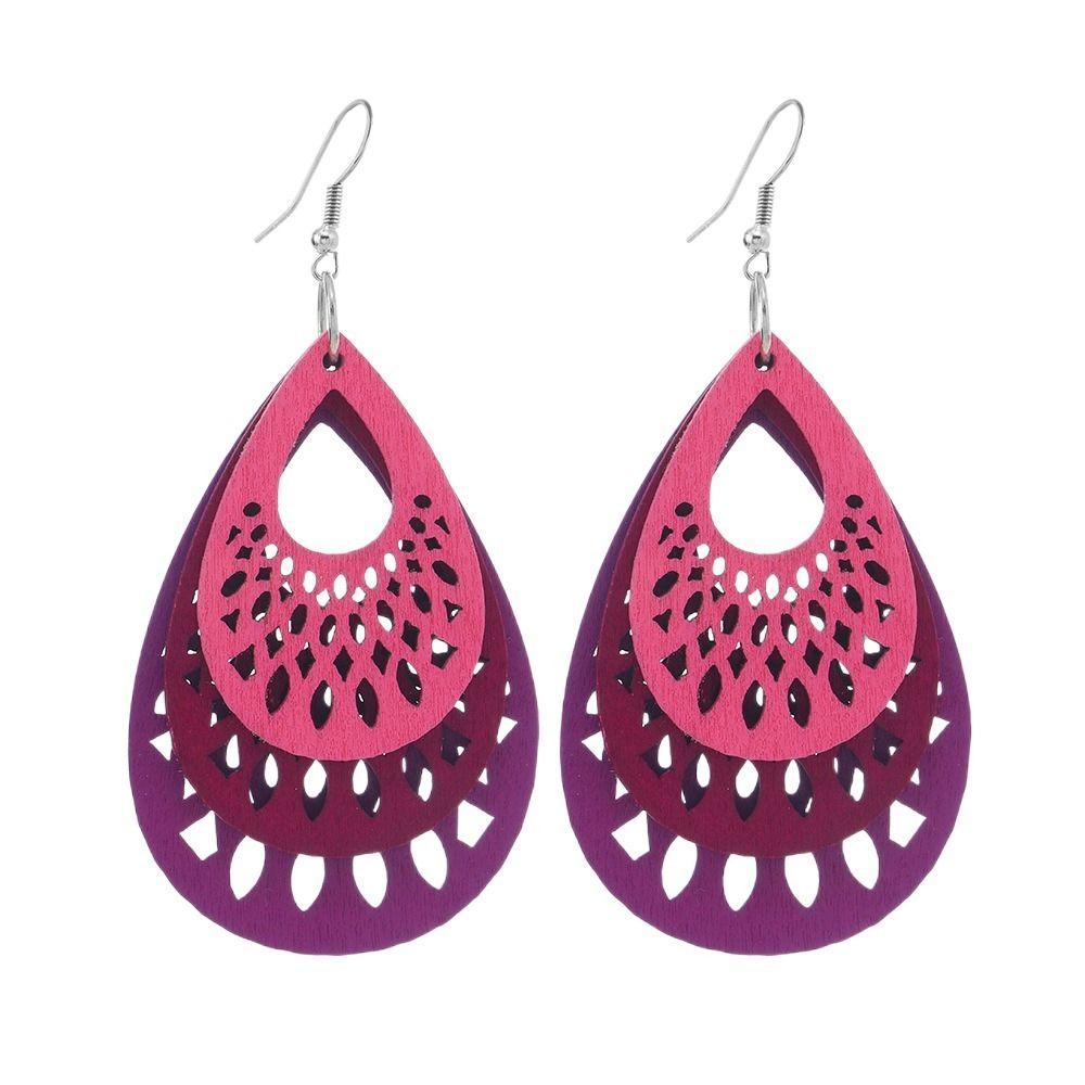 Серьги смешанного цвета, большие, этнические, богемные, винтажные, висячие, деревянные, серьги-подвески, день рождения