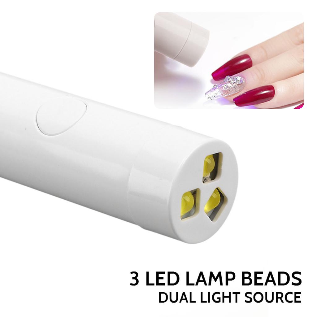 LED Nail Lamp Pen Portable Manicure Phototherapy UV Nail Dryer Light White Single Finger