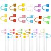 24Pcs Straw Cover 8mm Solid Color Food Grade Silicone Reusable Dust-proof
