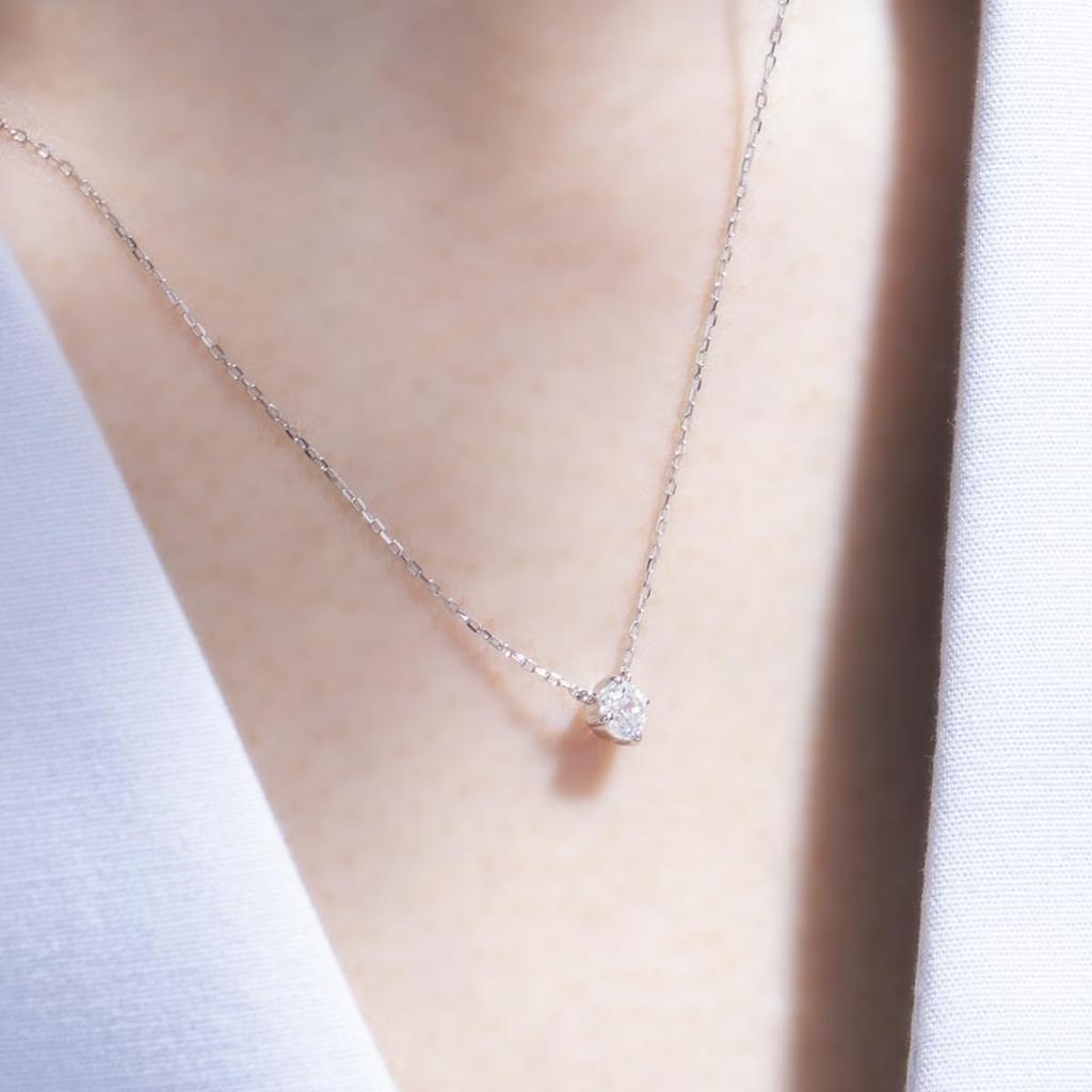 Official K10 White Gold Single Stone Necklace 151816123201 [CANAL 4℃]