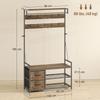 Industrial 6-in-1 Coat Rack with Shoe Shelf, 10 Hooks and 2 Fabric Drawers, Metal, Brown