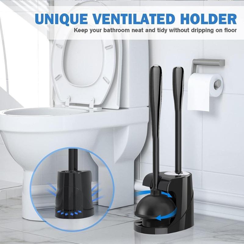 2 In 1 Toilet Brush And Plunger Set For Bathroom Cleaning