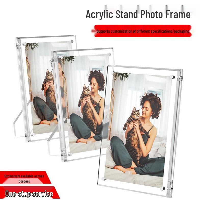 Cross-border Exclusive Acrylic Photo Frame - 6x7, 8x10 Inch Magnetic Stand Desktop Display