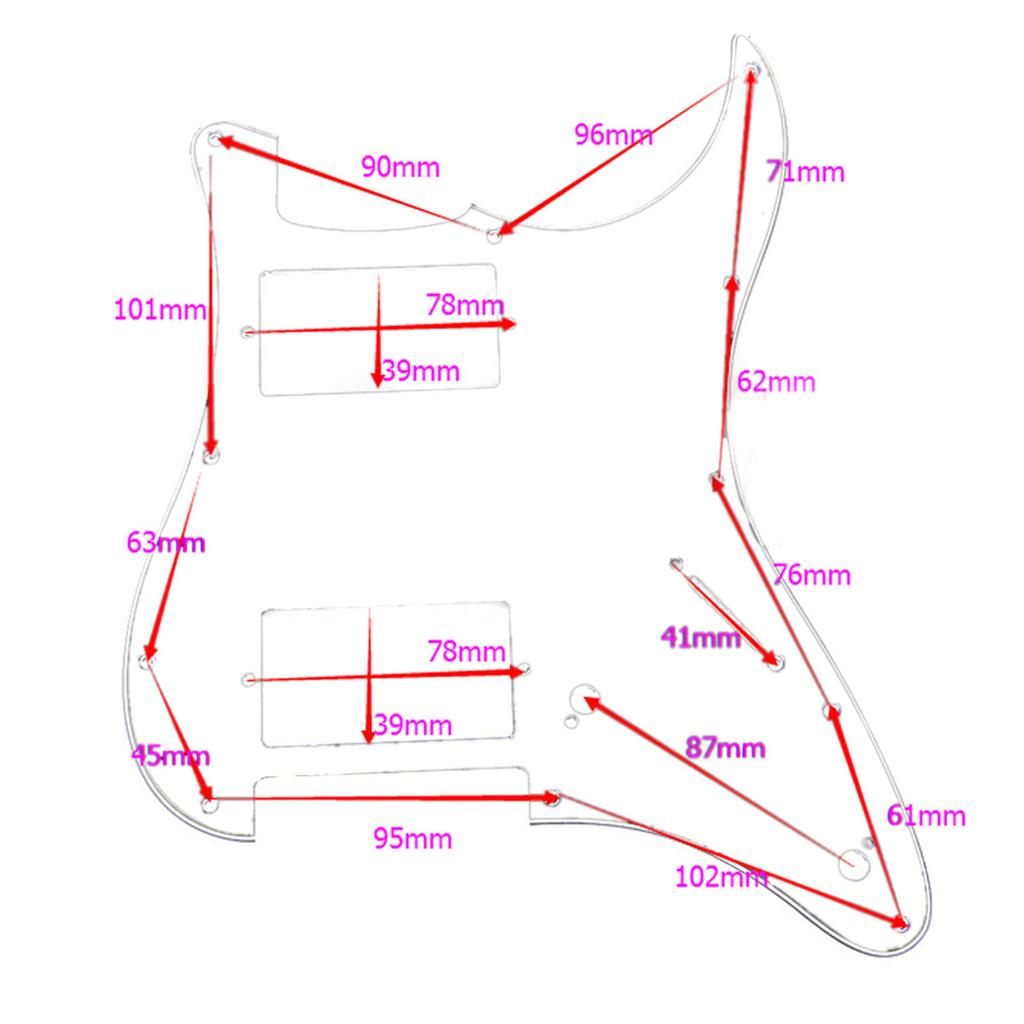 Yibuy Белый 11-отверстий Пикгард с проводной пластиной для гитары с HH хамбакерами