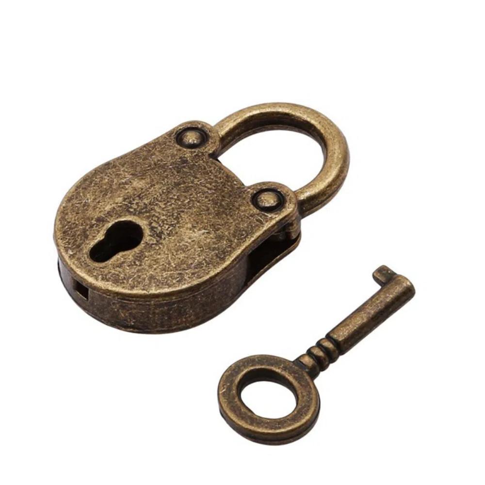 Zinc Zinc Zinc Alloy Mini Travel Wedding Jewelry Box with Key Locks Hardware Bear Head Lock Archaize Padlock