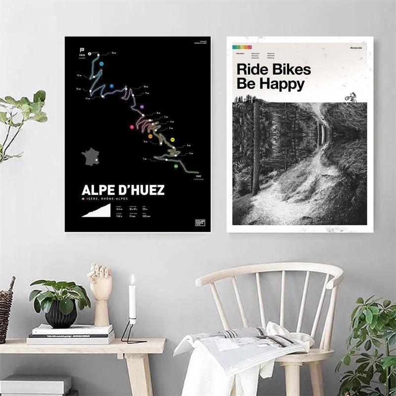 Ретро езда на велосипеде с горным пейзажем, постеры и принты, картины на холсте, настенные художественные картины для велосипеда, домашний декор для спальни, без рамки