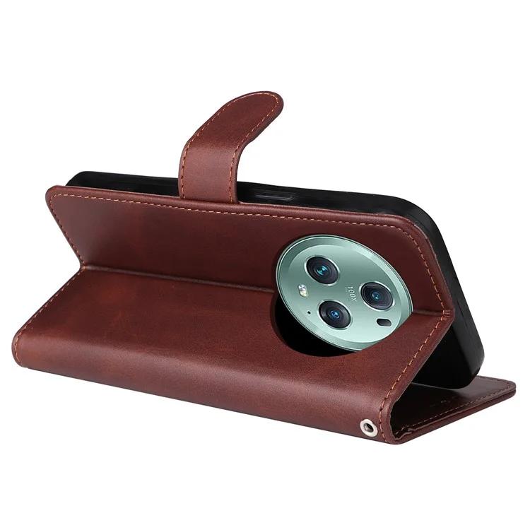 Чехол-подставка для телефона For Honor Magic5 Pro из телячьей кожи с ремешком