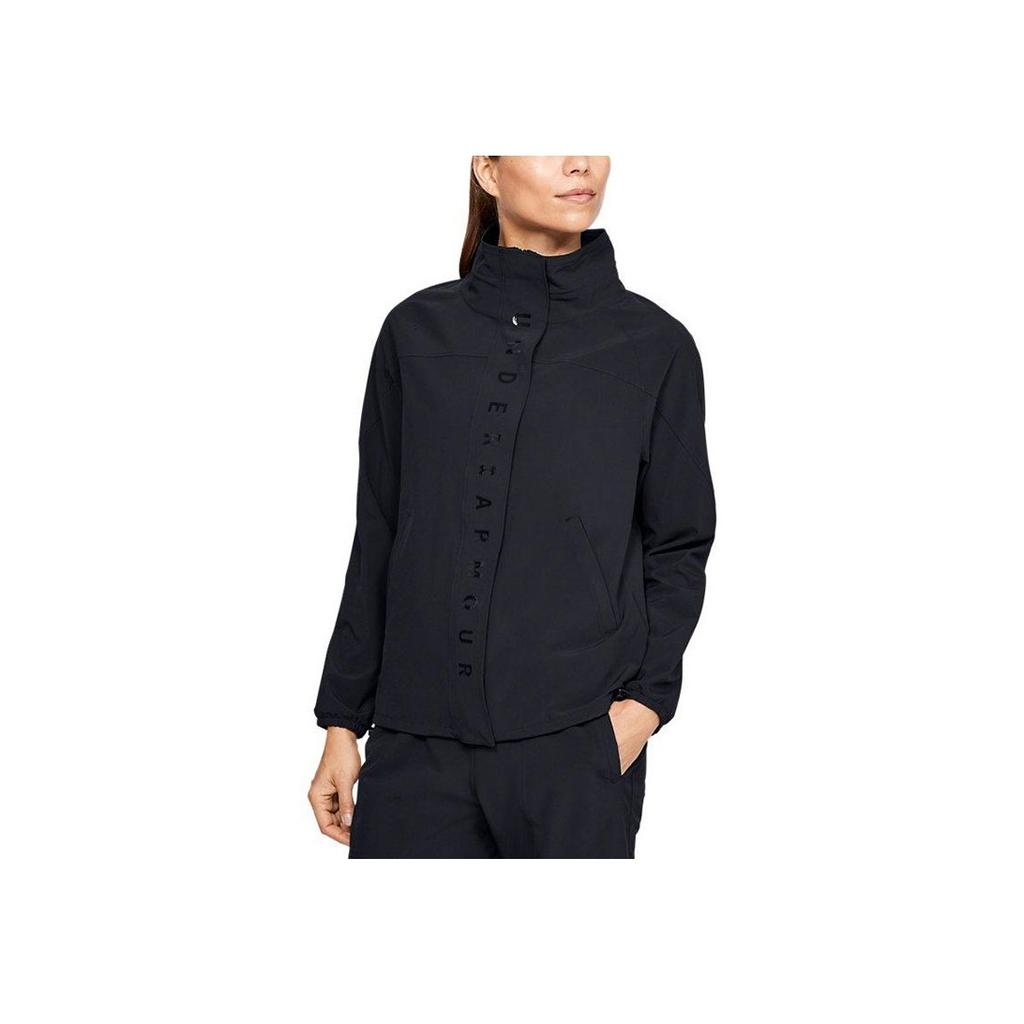 Under Armour Тренировочная водонепроницаемая дышащая свободная тканая куртка женская куртка черная 1351928-001