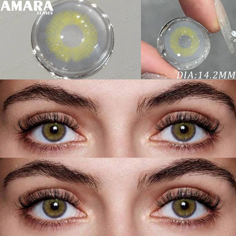 Контактные линзы AMARA Серого цвета 1 пара Ежегодные цветные контактные линзы Коричневые линзы для вечеринки Милые глаза Контакты Ежедневный макияж глаз