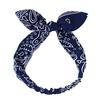 Boho Bow Headbands for Women Vintage Paisley Bandana Flower Printed Hairband Elastic Rabbit Ear Head Wrap Cashew Print Bandage Cute Hair Accessories