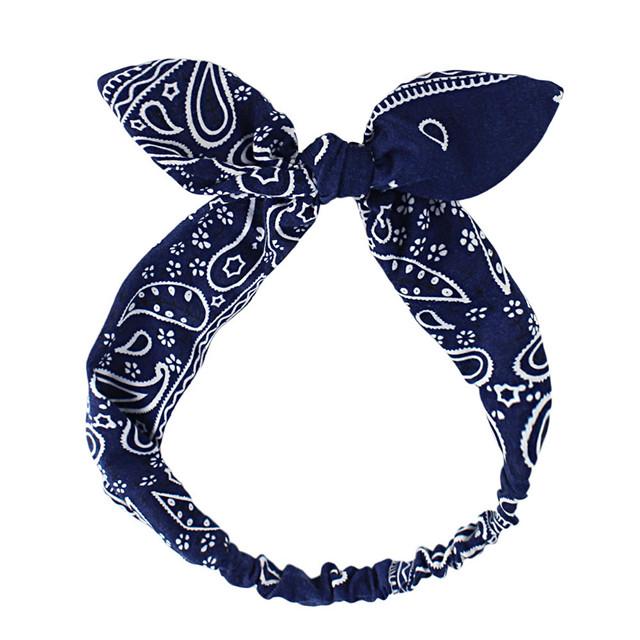 Boho Bow Headbands for Women Vintage Paisley Bandana Flower Printed Hairband Elastic Rabbit Ear Head Wrap Cashew Print Bandage Cute Hair Accessories