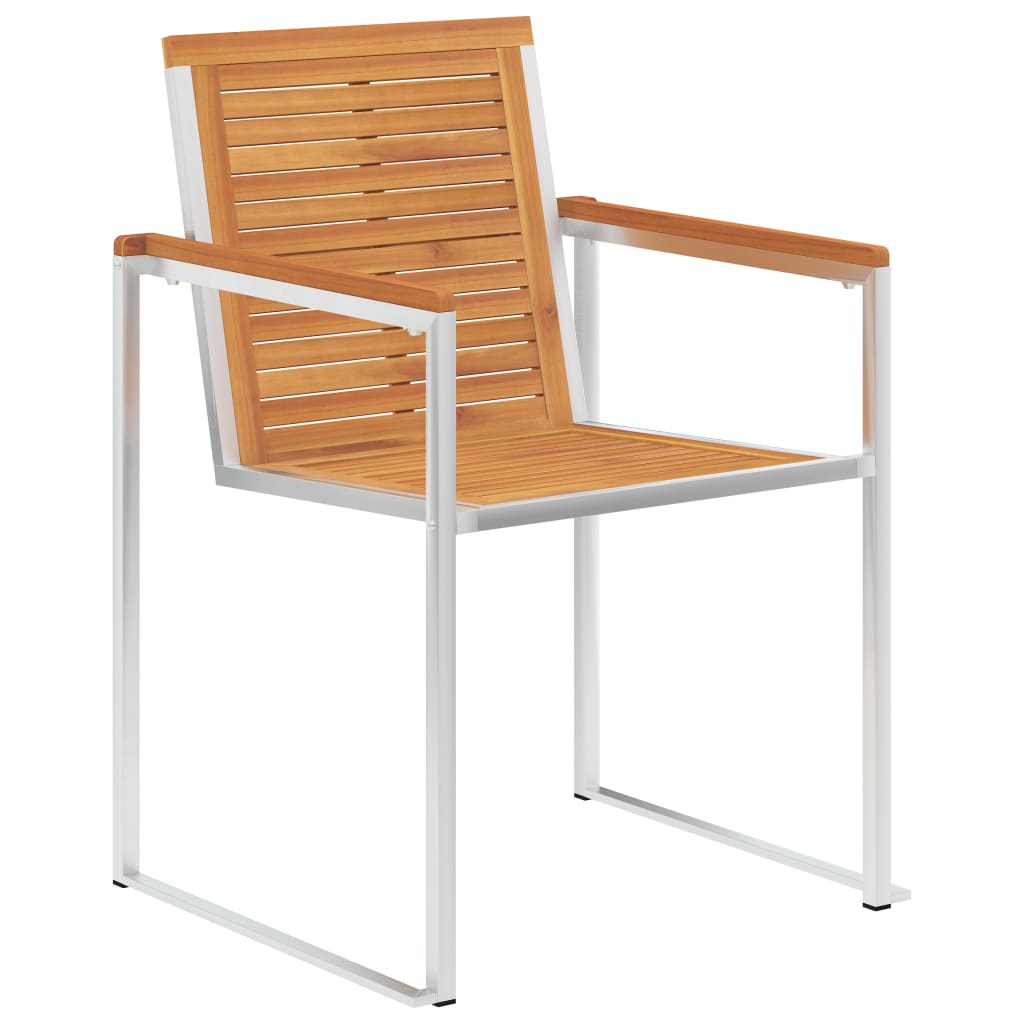 Garden Chairs with Cushions 2 pcs Solid Acacia Wood and Steel