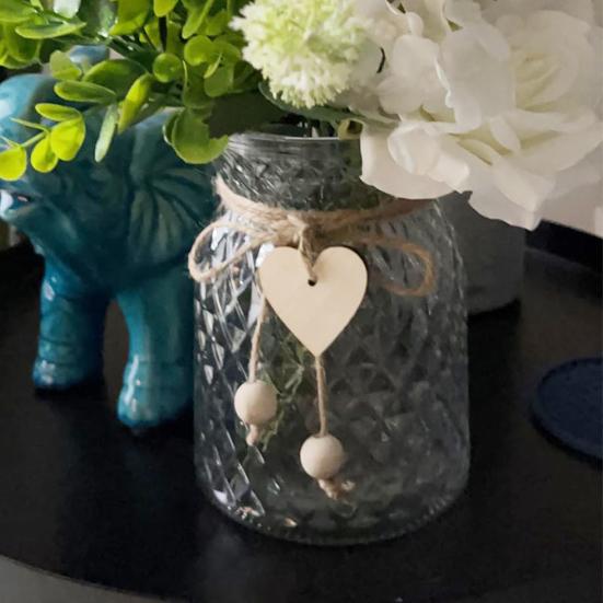 Love Heart Decoration Rope Handmade Wood Bead Jute Rope