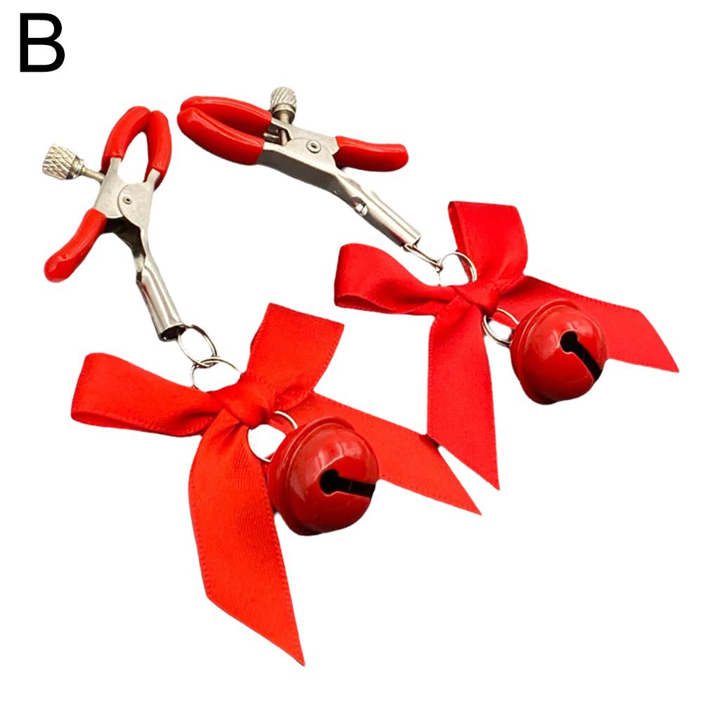 Регулируемые 4-цветные сексуальные зажимы для сосков с бантиками и колокольчиками, взрослая BDSM фетиш-игрушка для интимных игр пар