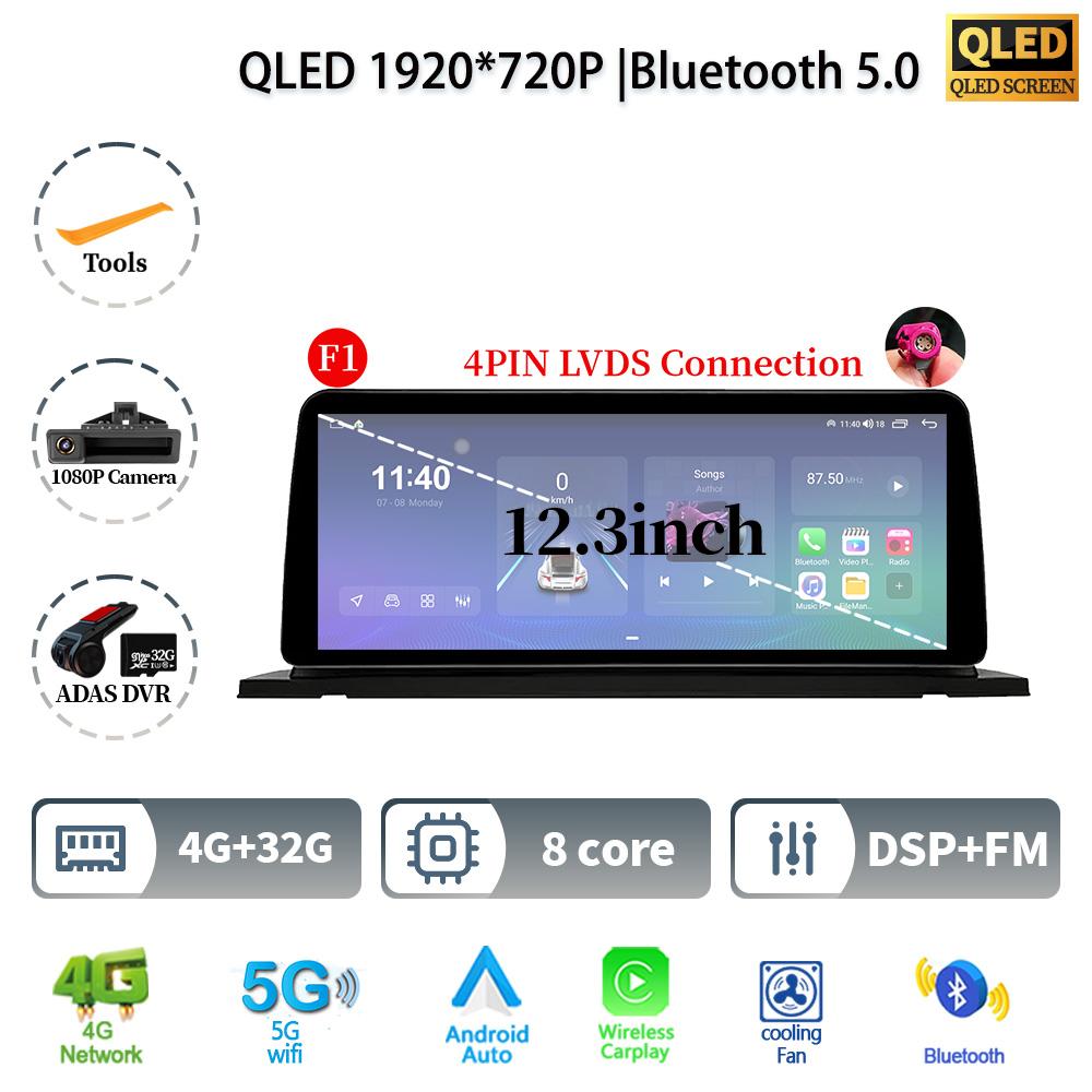 12,3" для BMW 5 серии F07 GT 2011-2017 Android 14 автомобильное радио мультимедиа стерео 4G GPS навигация WIFI беспроводной BT CarPlay экран