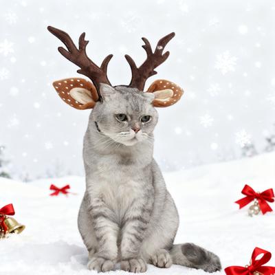 Yousheng Pets Рождественский ободок с рогами, регулируемый ободок для волос с оленьими ушами, олений косплей-ободок для собак, кошек, праздничный костюм, рождественский подарок