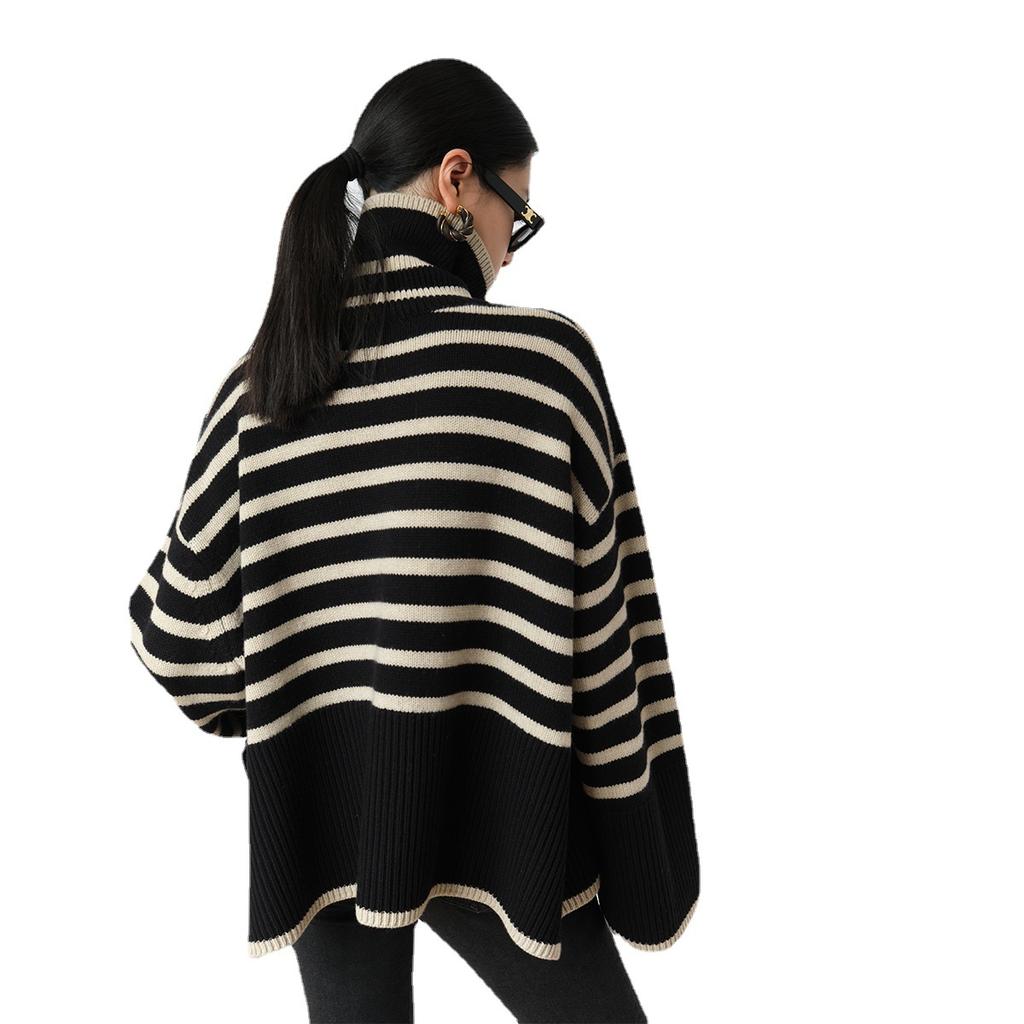 Striped Turtleneck Sweater Women's Pullover Jacket