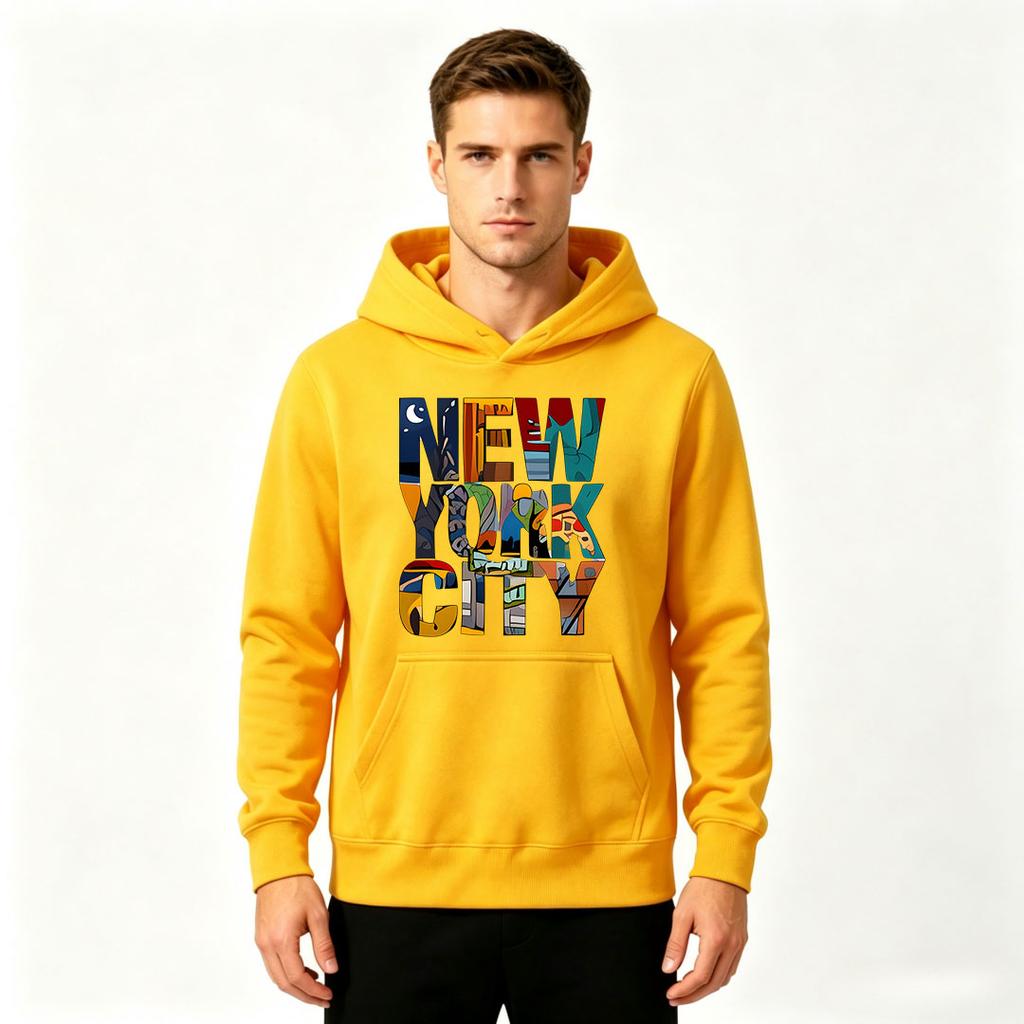 Men's New York City Graphic Print Pullover Hoodie Casual Long Sleeve Sweatshirt