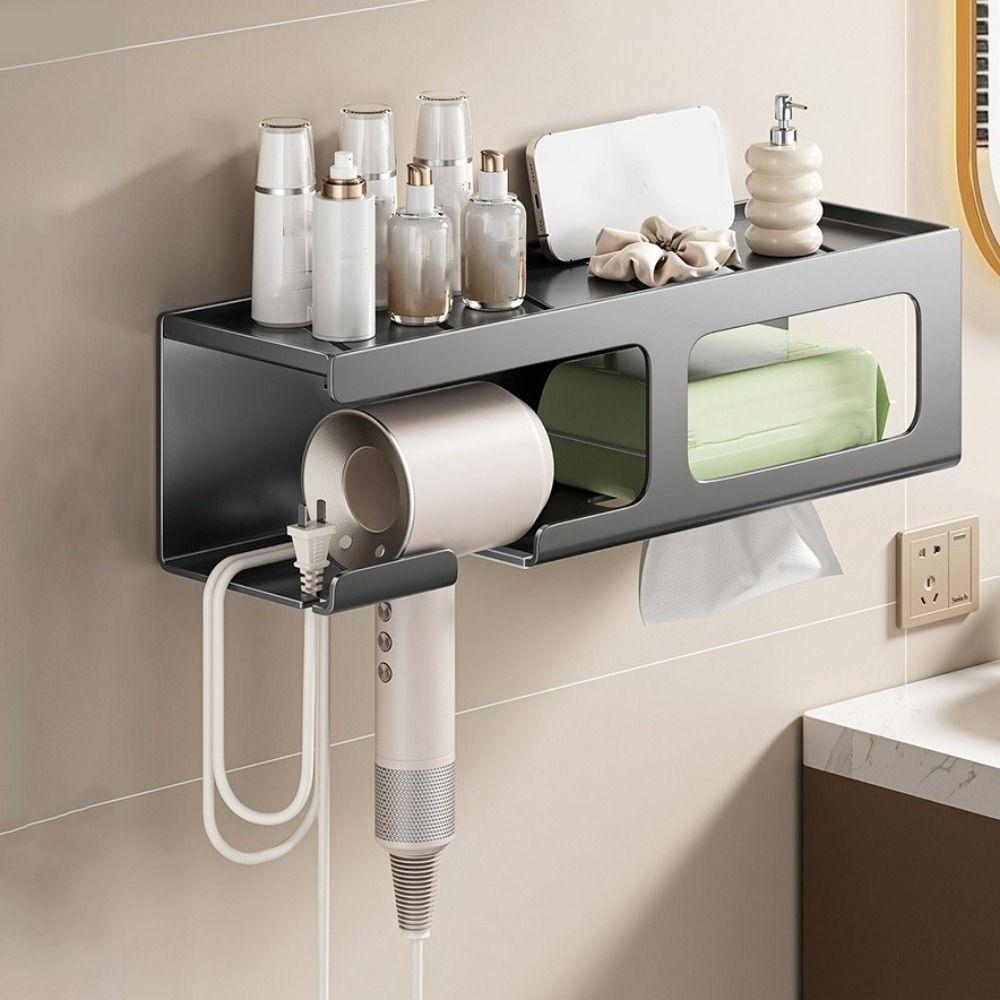 Carbon Steel Hair Dryer Holder Wall Mounted Toilet Paper Holder Bathroom Use