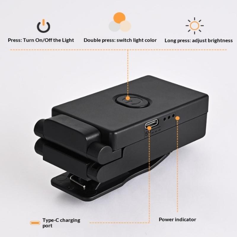 Лампа для чтения на клипсе Ra98, перезаряжаемая через USB, без мерцания, для чтения книг ночью