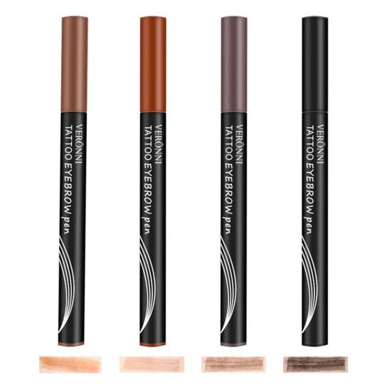 Жидкий карандаш для бровей с кисточкой с четырьмя вилками. Профессиональный водостойкий, устойчивый к поту карандаш для бровей. Стойкий макияж. Легко окрашивается. Четкость бровей.