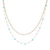 [R4444] - Gold Green 'Boho' Steel Designer Necklace (2 Rows) - 38/42 Cm - 4 Mm Pearls (amazonite)